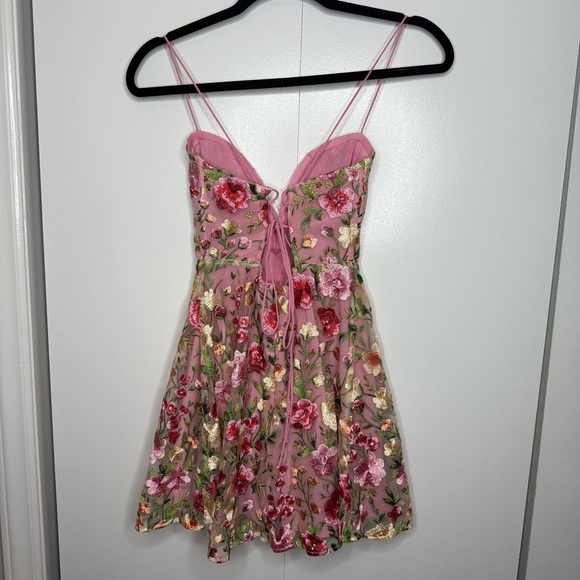 For Love and Lemons Luna Mini Dress embroidered Floral Pink - XS - Picture 5 of 15